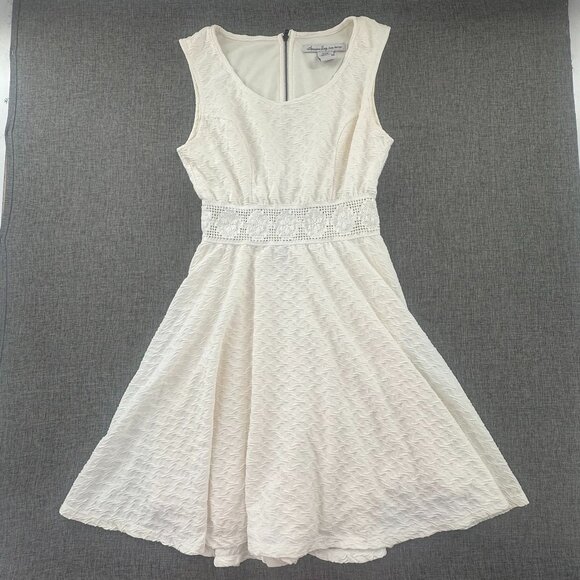 American Rag Fit & Flare Dress Medium Sleeveless‎ scoop Neck Zipper Ivory Lined - Picture 1 of 12